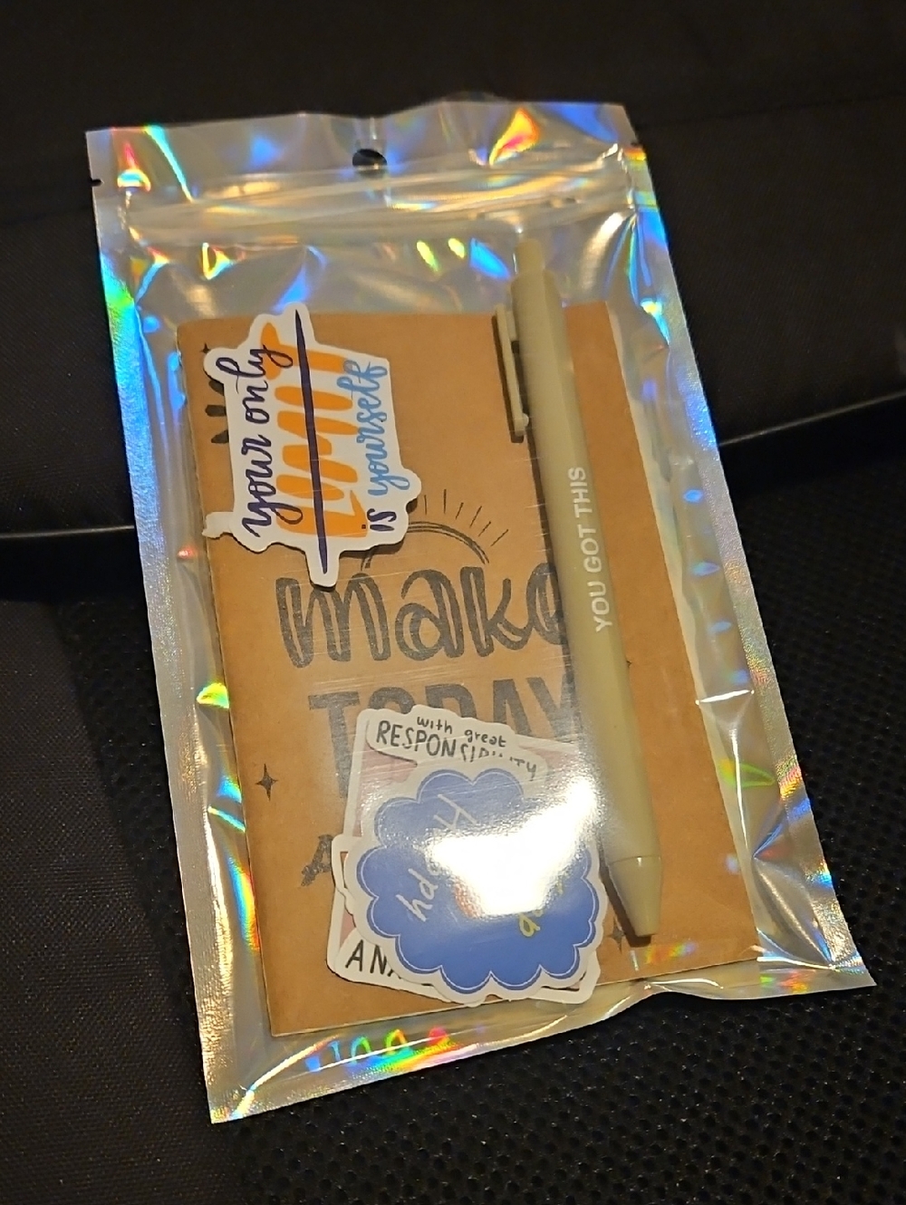 Motivational Mini Notebook & Pen Set With Stickers